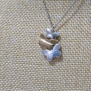 Brighton Butterfly‎ Necklace Silver & Gold Pl Pendant Layered Chain Jewelry New